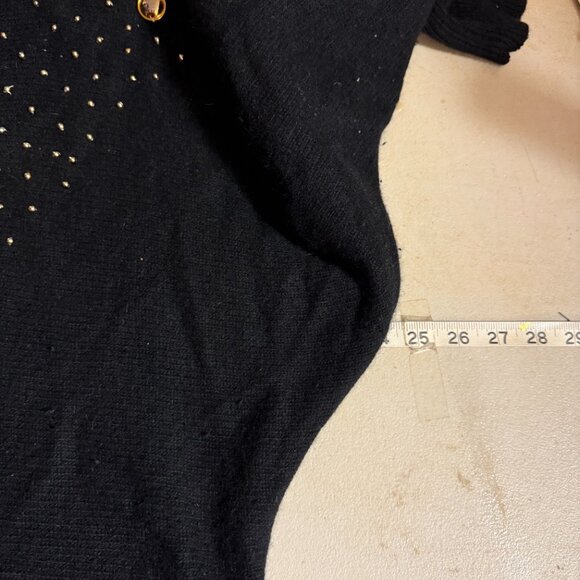 Vintage Eminent Black Wool Angora Sweater Tunic – Gold Stud & Button Med - Picture 9 of 11